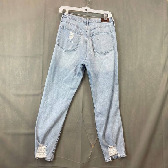 Hollister Ultra High Rise Mom Jeans Women's 7R W28 L27 Light Blue Zip Fly Button - Picture 5 of 11